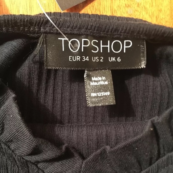 Topshop cropped tank top 2 XS 0 ribbed black cami - Picture 3 of 5
